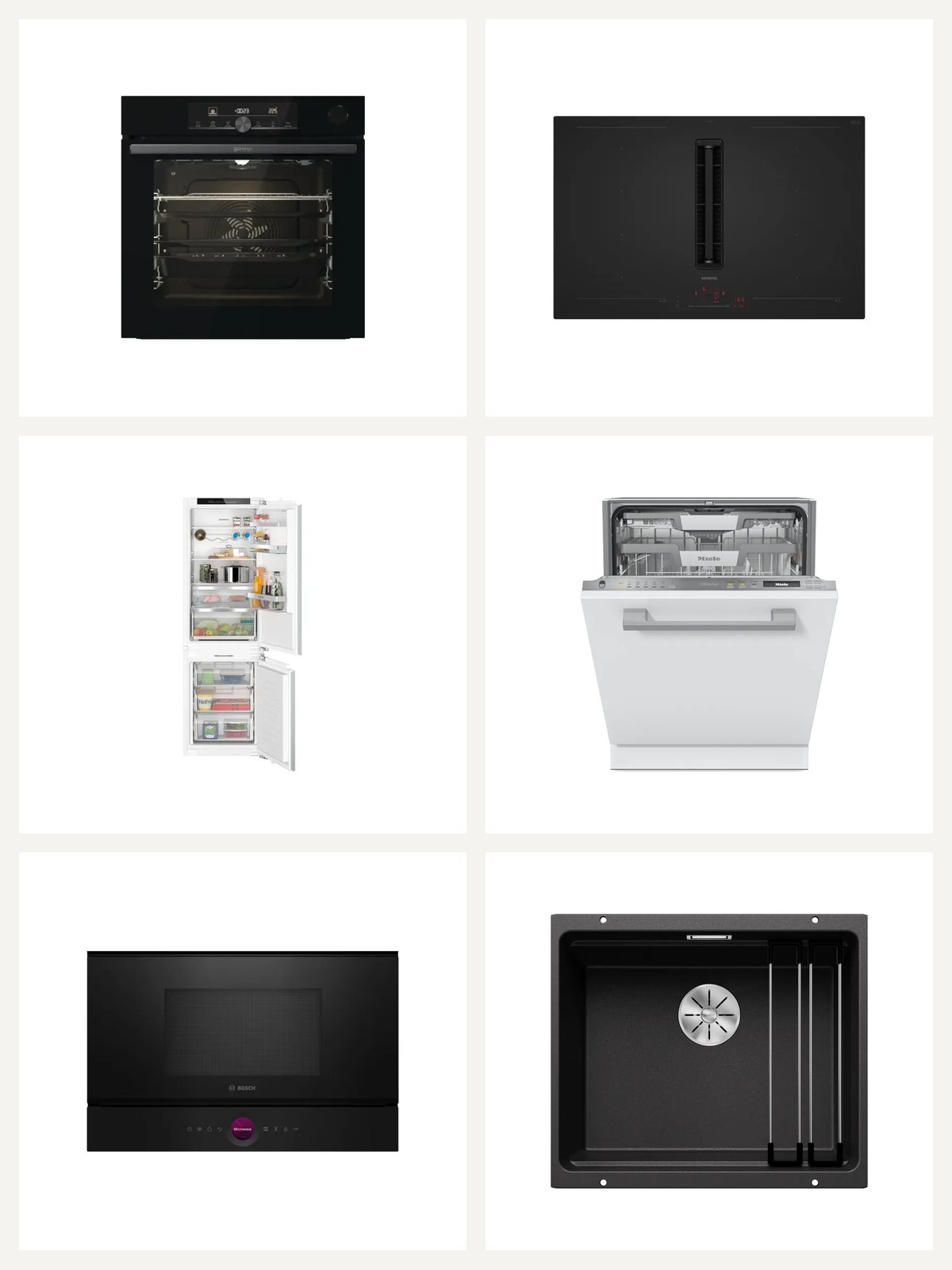 Markengeräte von Gorenje, Siemens, Bosch und Blanco